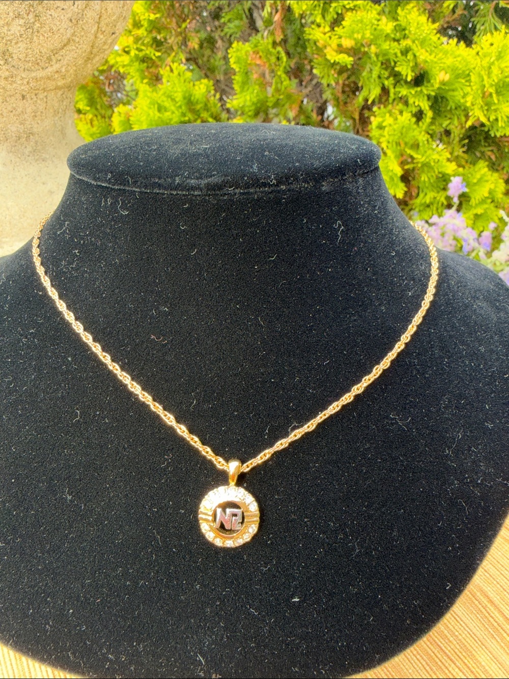 Nina Ricci Gold-Tone Pendant Necklace with Crystal Accent